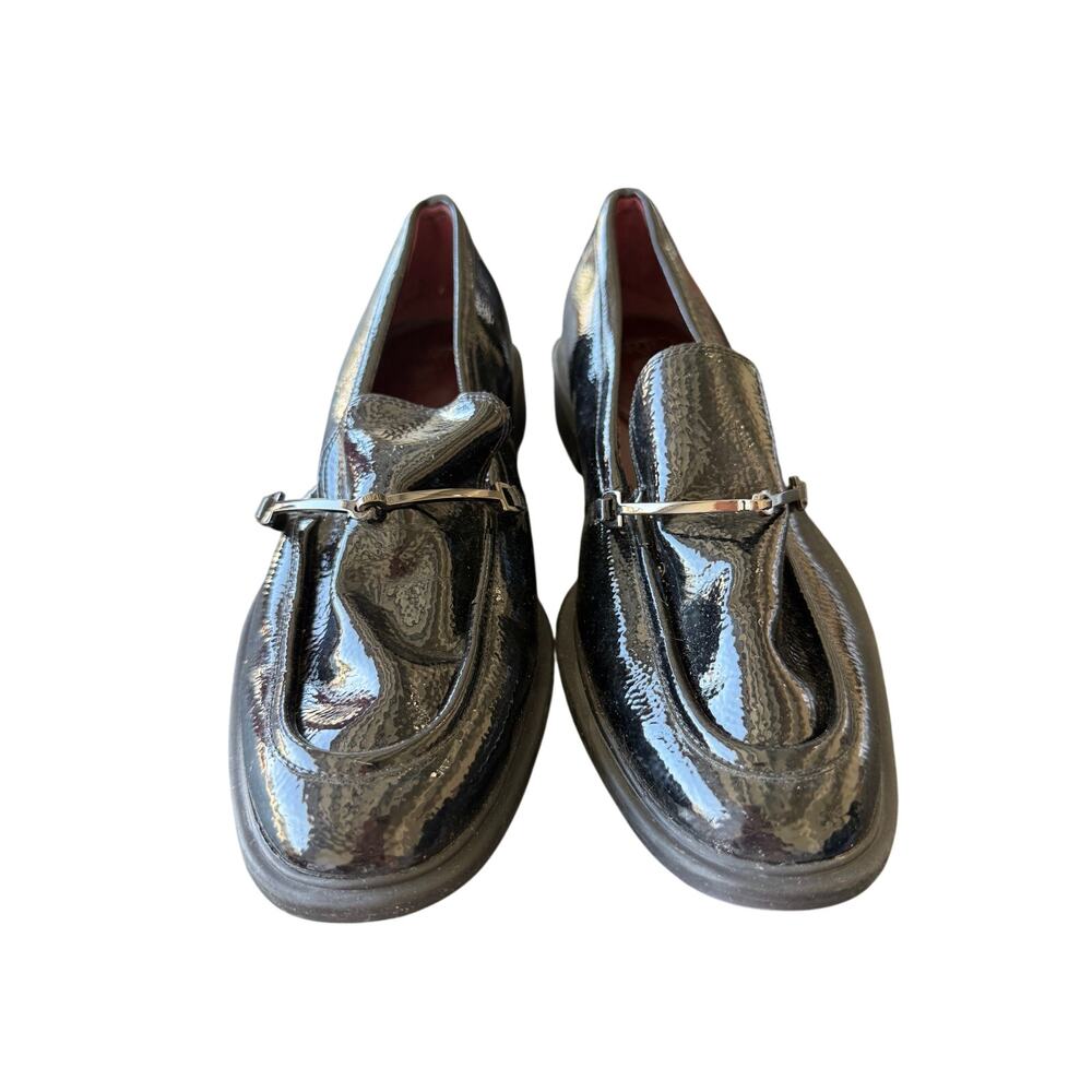 Franco Sarto Women's Black Patent Leather Silver Accent Loafers Size 9M - Picture 3 of 10